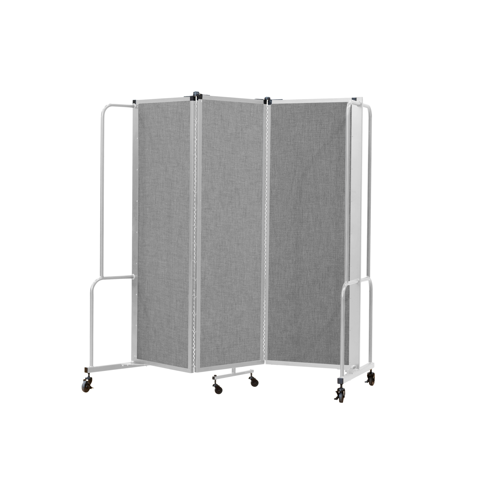 National Public Seating, Room Divider, 6ft.HT,3 Grey PET Panels,Grey Frame, Material PET, Height 72 in, Width 27 in, Model# RDG6-3PT02
